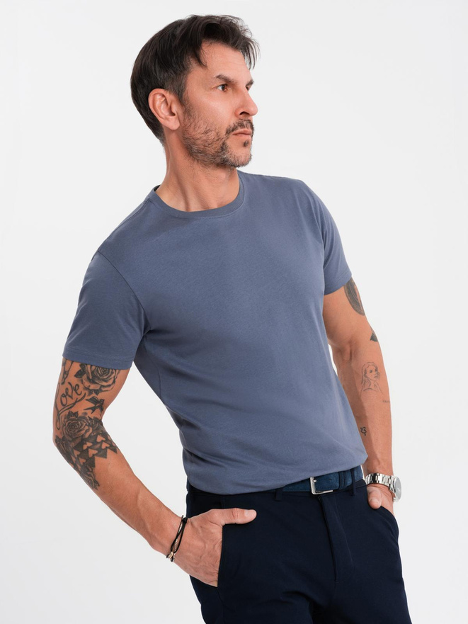 BASIC men's classic cotton T-shirt - blue denim V7 OM-TSBS-0236