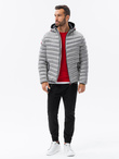 Men's quilted jacket with satin finish - silver V17 OM-JALP-0121