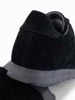 Męskie buty sportowe sneakersy z ekoskóry o zamszowym wykończeniu– czarne V1 OM-FOCS-0161