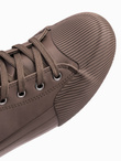 Men's high-top sneakers with decorative toe - brown V4 OM-FOTH-0157