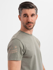 Men's military-style printed cotton T-shirt - light olive V2 OM-TSWT-0202