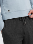 Men's sweatpants with stitching and zipper on leg - graphite melange V2 OM-PASK-0147