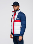 Colorful retro men's sports jacket - blue and white V1 OM-JALP-0296