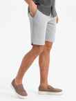 Męskie szorty ze strukturalnej dzianiny SLIM FIT – jasnoszare V4 OM-SRCS-0169