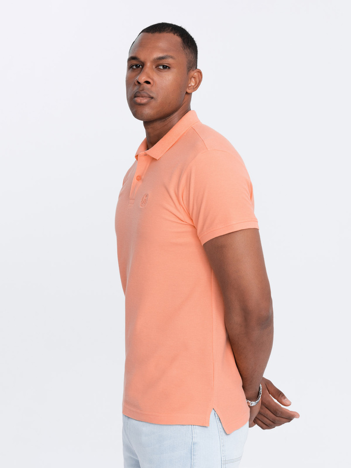 Men's BASIC single color pique knit polo shirt - peach V19 OM-POBS-0100