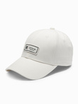 Men's baseball cap with visor and patch - cream V4 OM-ACCS-0103 