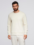 BASIC men's sweatshirt with round neckline - cream V11 OM-SSBN-0175