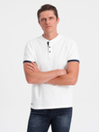 Men's collarless polo shirt - white V1 OM-TSCT-0156