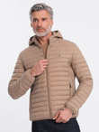 Men's satin-finish bomber jacket with contrasting ribbed cuffs - black V1 OM-JALP-22FW-007