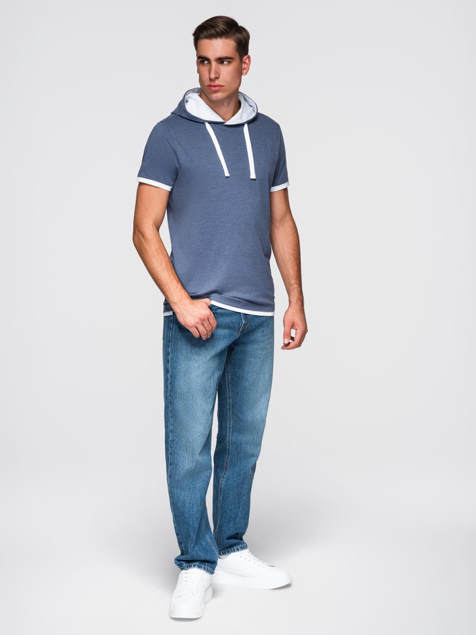 Men's SLIM FIT T-shirt with round neckline and logo - white V1 OM-TSCT-0220