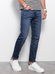 Spodnie męskie jeansowe z przetarciami REGULAR FIT - ciemnoniebieskie V4 OM-PADP-0102