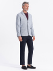 Men's REGULAR cut jacket with linen - light blue V3 OM-BLZB-0128