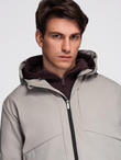 Men's lightweight jacket with mesh lining and hood - gray V6 C640