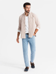 Marmurkowe męskie spodnie jeansowe CARROT FIT – jasnoniebieskie V1 OM-PADP-0225
