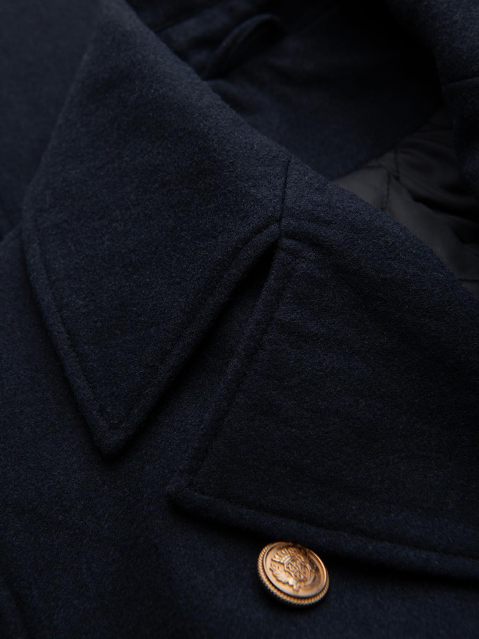 Men's insulated coat with hood and concealed zipper - black V1 OM-COWC-0110