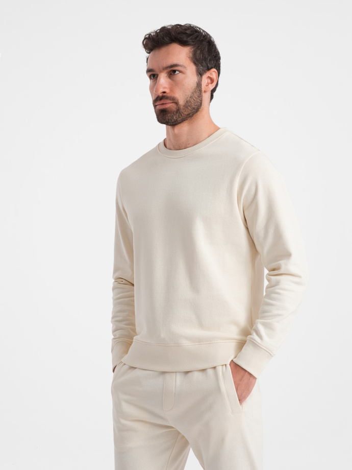 Męski dresowy komplet bluza + spodnie – kremowy V11 Z78