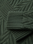 Męski sweter z dzianiny o zygzakowym splocie – zgaszona zieleń V2 OM-SWSW-0147