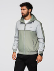 Men's contrast hooded windbreaker jacket - olive-gray V3 OM-JANP-0228