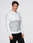 Men's OVERSIZE sweatshirt with contrasting color combination - white and gray V1 OM-SSNZ-0130