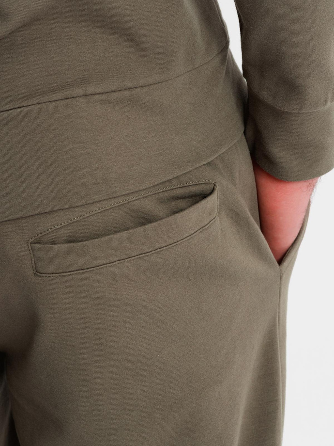 Men's sweatshirt set hoodie + sweatpants - olive V4 Z107 