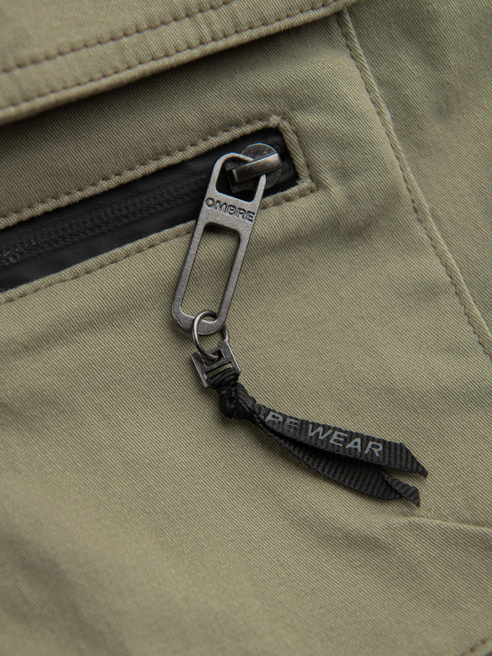 Men's JOGGER pants with zippered cargo pockets - khaki V1 OM-PAJO-0125