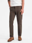 Men's REGULAR FIT chino pants with fine texture - brown V3 OM-PACP-0184