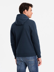 BASIC men's cotton kangaroo hooded sweatshirt - navy blue V1 OM-SSBN-0161