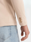 Men's SLIM knit jacket with subtle texture - beige V5 OM-BLZB-0101