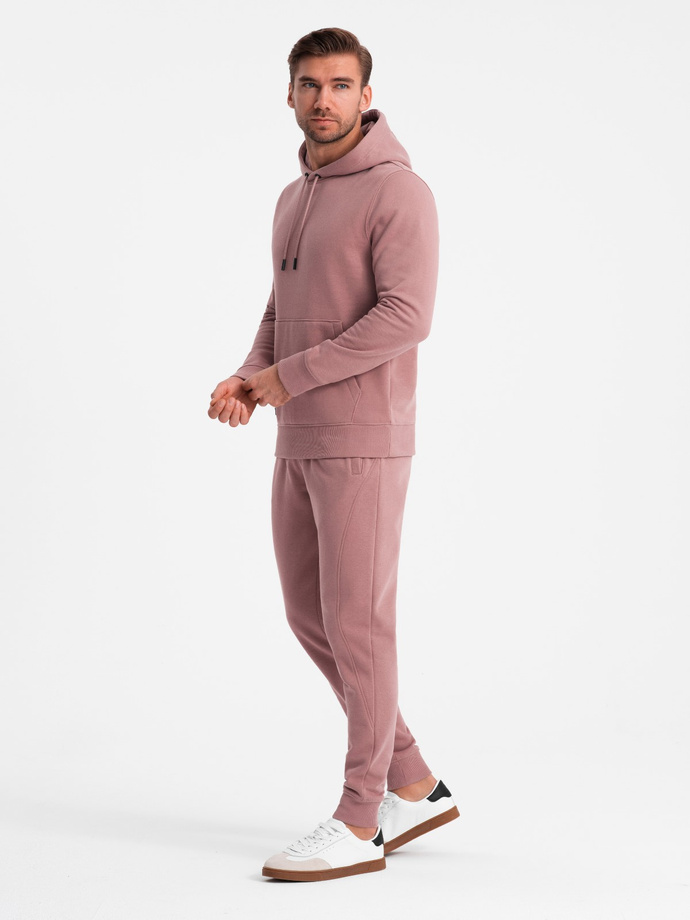 Komplet męski dresowy BASIC bluza kangurka + joggery – ciemnoróżowy V4