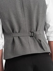 Men's jacquard vest with lapels - graphite V1 OM-BLZV-0122