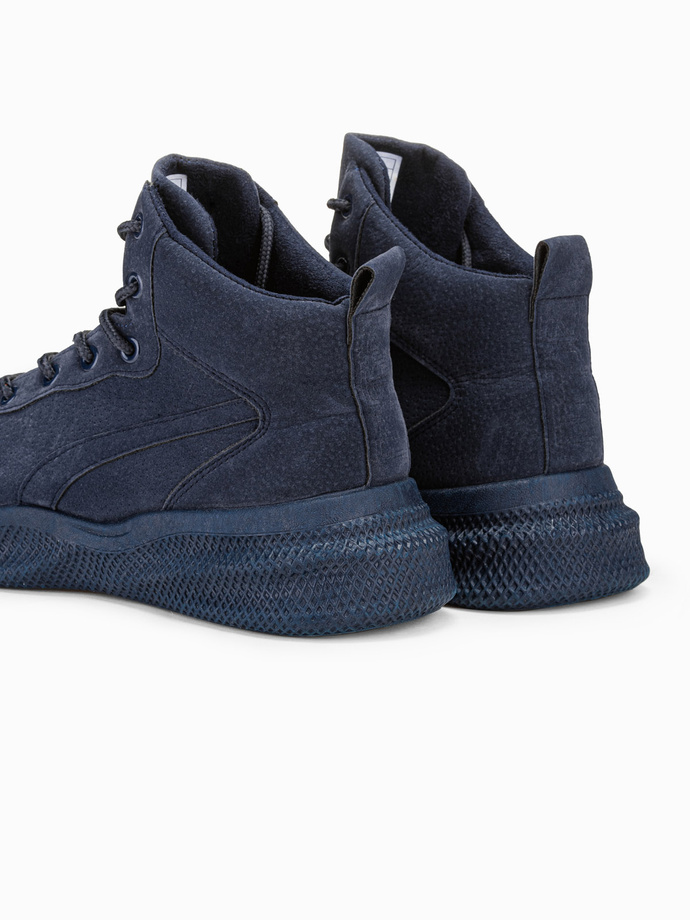 Buty męskie sneakersy wysokie - granatowe V5 T380