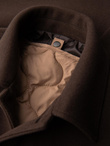 Single-breasted men's long coat with collar and bolster - brown V4 OM-COWC-0135