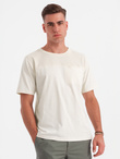 Męski t-shirt z kieszonką LOOSE FIT – biały V8 OM-TSCT-0171