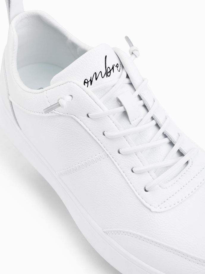Monochromatyczne męskie buty w stylu sportowym z przeszyciami – białe V1 OM-FOCS-0159