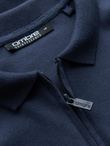 Longsleeve polo męski z zapinanym na zamek kołnierzykiem – granatowy V7 OM-POLS-0130