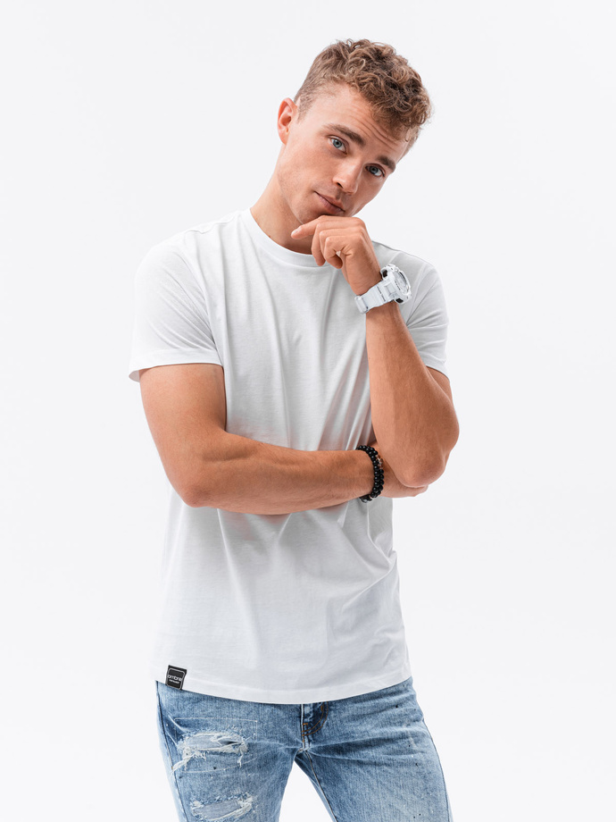 T-shirt męski z nadrukiem - biały V1 S1682