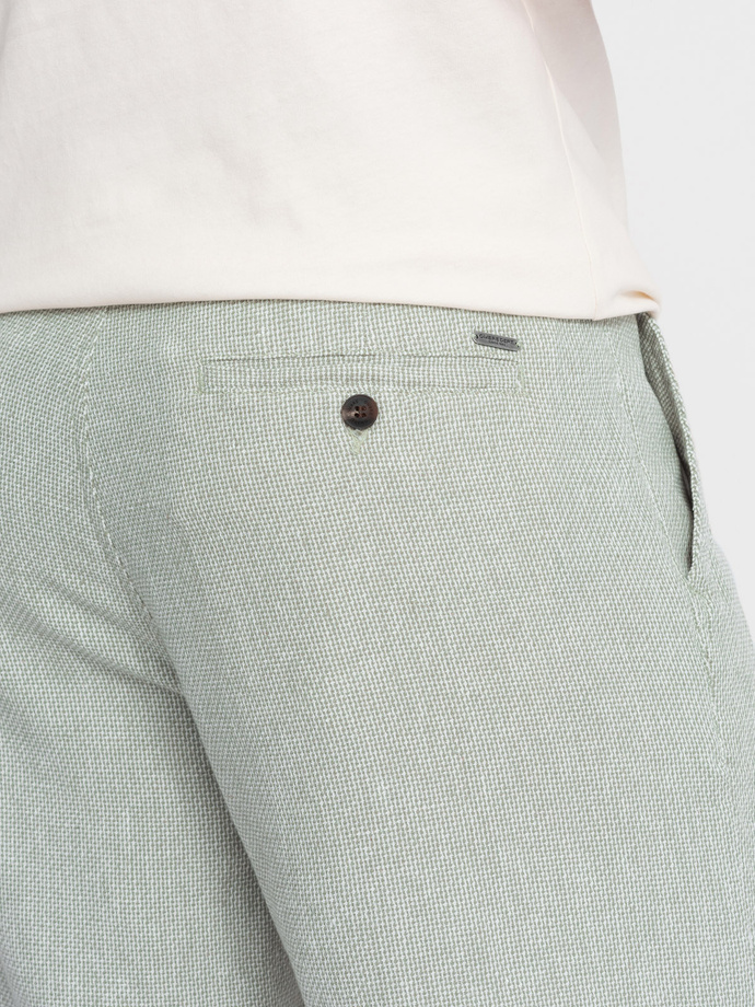Men's knit shorts in linen and cotton - light green V2 OM-SRCS-0130