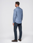 Koszula męska SLIM FIT z ozdobnej tkaniny – niebieska V1 OM-SHCS-0175