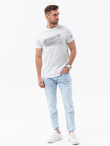 T-shirt męski bawełniany z nadrukiem - biały V1 S1749