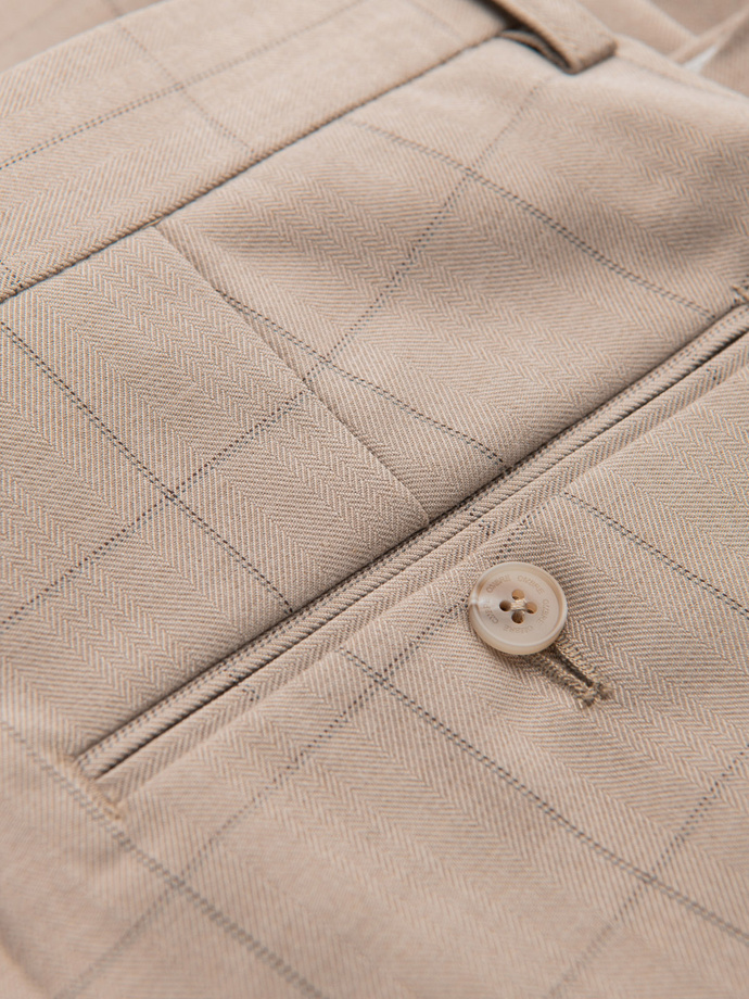 Men's classic cut pants in fine check - sand V2 OM-PACP-0187
