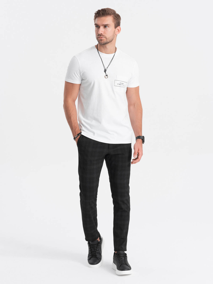 T-shirt męski bawełniany z nadrukiem na kieszonce Ombre Streetstyle – biały V8 OM-TSCT-0108