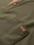 Men's T-shirt with button neckline and suede trim - dark olive V5 OM-TSCT-0206