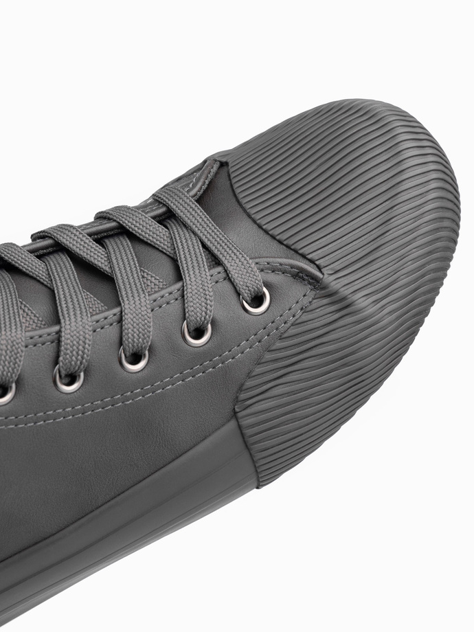 Men's high-top sneakers with decorative toe - gray V2 OM-FOTH-0157