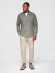 Men's linen shirt with stand-up collar and pocket REGULAR FIT - khaki V6 OM-SHCS-0161