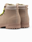 Men's winter trekking boots with contrasting laces - sand V1 OM-FOBO-0132