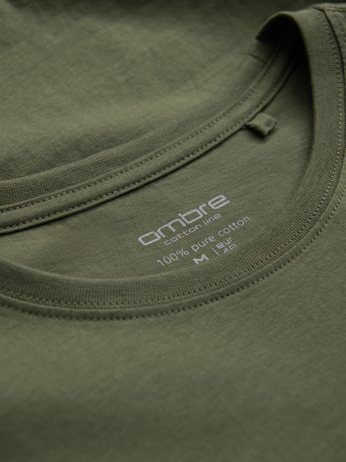 BASIC men's classic cotton T-shirt - khaki V6 OM-TSBS-0146
