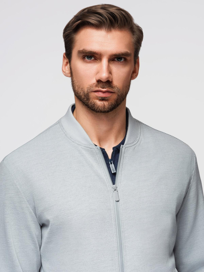 Men's quilted jacket with high zipped hood - black V1 OM-JAHP-0238