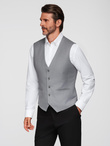 Fitted men's vest with rayon and marbled buttons - grey V3 OM-BLZV-0112