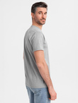 Men's printed cotton T-shirt with round neckline - light grey V8 OM-TSFP-0186