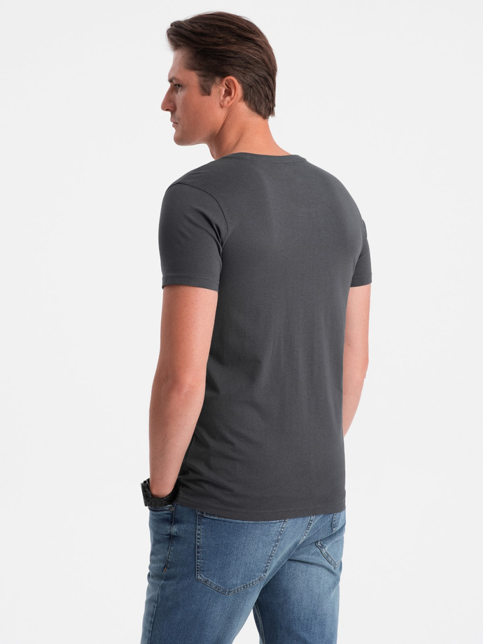 BASIC men's classic cotton T-shirt with a crew neckline - graphite V3 OM-TSBS-0145